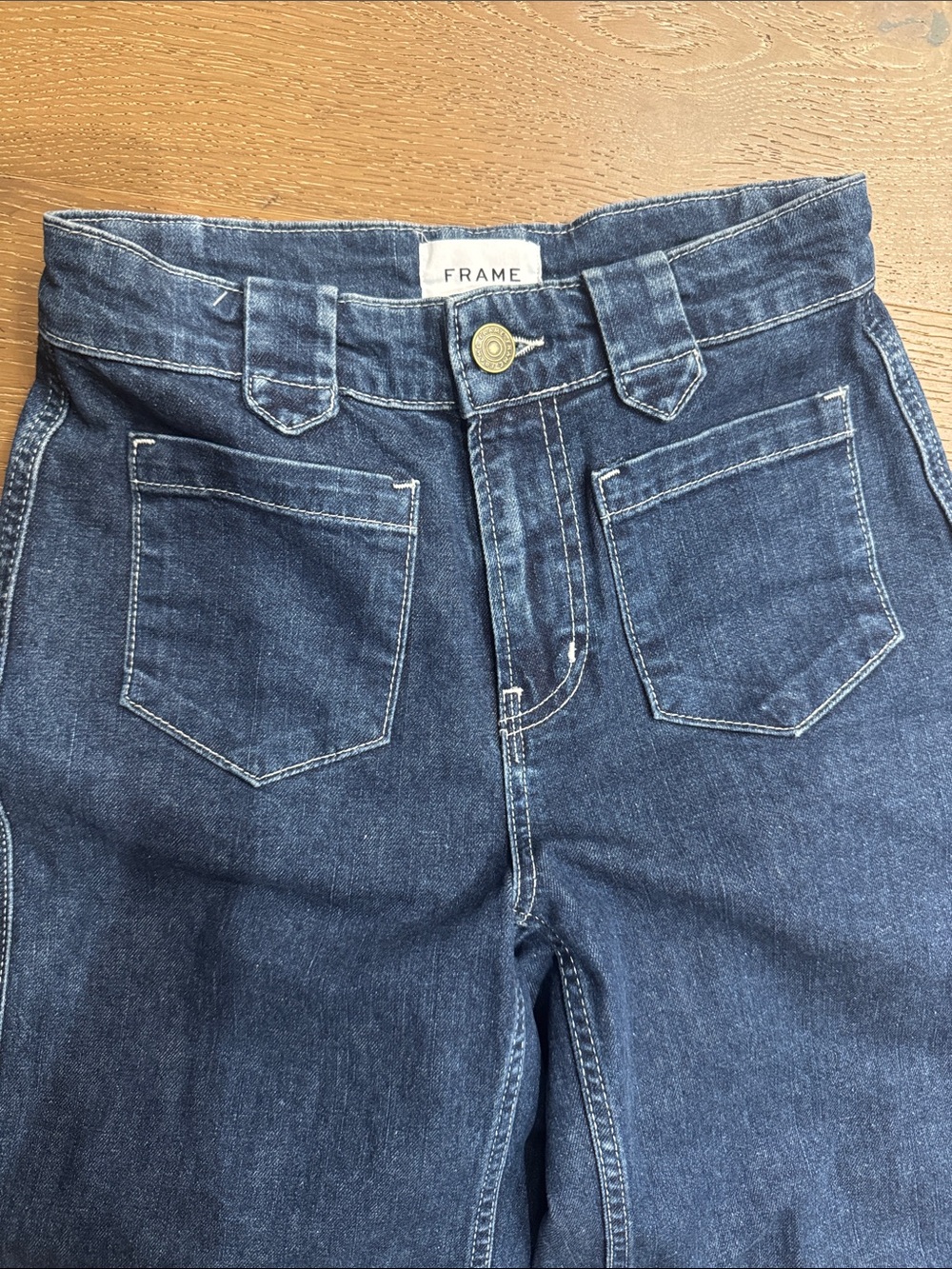 FRAME Gabriel Cropped Wide Leg Jeans Dark Wash Size 24 - Picture 3 of 6